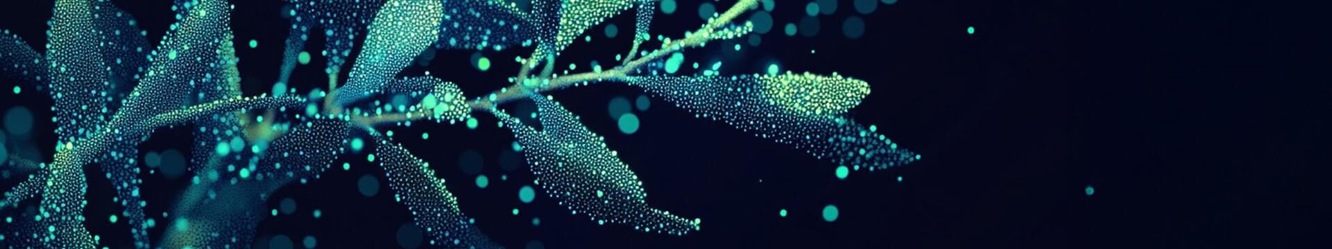 Digitized representation of olive tree leaves symbolizing sustainable and digital solutions in airport logistics